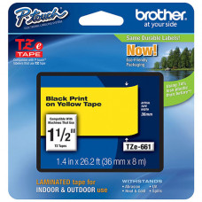 Brother 36mm (1 1/2") Black on Yellow Laminated Tape (8m/26.2') (1/Pkg) TZE-661