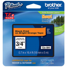 Brother 18mm (3/4") Black on Fluorescent Orange Laminated Tape (5m/16.4') (1/Pkg) TZE-B41