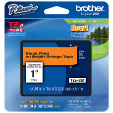 Brother 24mm (1") Black on Fluorescent Orange Laminated Tape (5m/16.4') - TAA Compliance TZE-B51