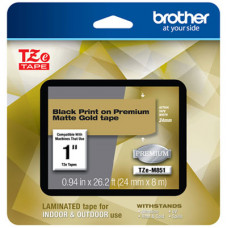 Brother P-Touch PT-1400 1500PC 1600 2200 2210 2300 2310 2400 2410 2430PC 2600 2610 2700 2710 2730 Black Print on Premium Matte Gold Laminated Tape (24mm (0.94") Wide x 8m (26.2') Long) - TAA Compliance TZEM851