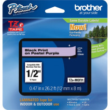 Brother PTouch 1/2" Laminated TZe Tape - 15/32" Width x 1/2" Length - Pastel Purple - 1 Each - TAA Compliance TZEMQF31