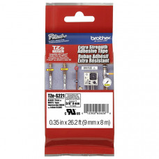 Brother 6mm (1/4") Black on White Extra Strength Super Adhesive Industrial Tape (8m/26.2') (1/Pkg) - TAA Compliance TZES211