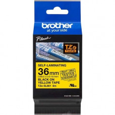 Brother Self-Laminating Tape - 1.42" - Rectangle - Black On Yellow TZESL661