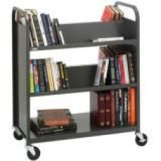 Bretford Duro V336-RN5 Book Cart - 3 Shelf - Round Handle - 4 Casters - Steel - 36" Width x 18" Depth x 43" Height - Raven - TAA Compliance V336-RN5