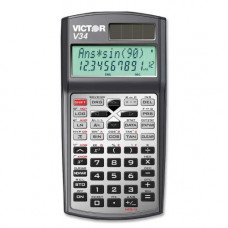 Victor V34 Advanced Scientific Calculator - 280 Functions - 2 Line(s) - 10 Digits - Battery/Solar Powered - Button Cell - 0.8" x 3.3" x 6.3" - Black - 1 Each V34