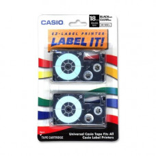 Casio EZ-Label Printer Tape Cartridges - 45/64" Length - Dye Sublimation - Clear - 2 / Pack - TAA Compliance XR18X2S