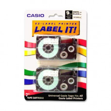 Casio EZ-Label Printer Tape Cartridges - 3/8" Width x 26 ft Length - White - 2 / Pack - TAA Compliance XR9WE2S