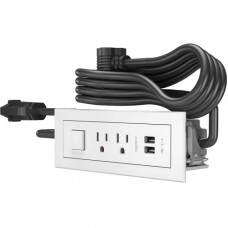 C2g Wiremold Radiant Furniture Power Center Switch (2) Outlet (2) USB, White - 2 x AC Power, 2 x USB - 3.10 A Current - Surface-mountable - White 16361