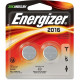 Energizer 2016 Lithium Coin Battery, 2 Pack - For Multipurpose - 3 V DC - Lithium (Li) - 2 / Pack 2016BP-2