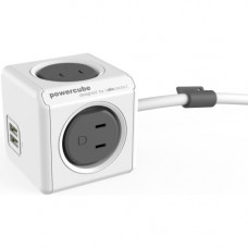 Allocacoc PowerCube Extended USB 1.5m - 4 x AC Power, 2 x USB - 4.92 ft Cord - Wall-mountable/Desk-mountable - White 4420GY/USEUPC