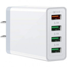 4XEM UC04 4-Port Charger Adapter - 120 V AC, 230 V AC Input - 5 V DC/3.10 A, 9 V DC, 12 V DC Output - White 4XPOWER4USB