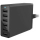 4XEM 6-Port USB Charger - 120 V AC, 230 V AC Input - 5 V DC/10 A Output - Black 4XPOWER6USB