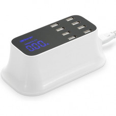 4XEM 40W 8-Port USB Desktop Charger - 120 V AC, 230 V AC Input - 5 V DC/8 A Output - White 4XSMARTPWR8