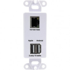 VisionTek 802.3af PoE Splitter with 5 Volt Output | Power Over Ethernet Compatible with 5v USB Devices - Tablets - Raspberry Pi and More (5 Volt 10 Watt - in-Wall Outlet) - 57 V DC Input - 1 Gigabit PoE Input Port(s) - 1 Gigabit Ethernet, 2 USB Output Por