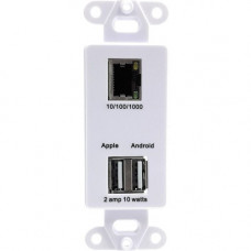VisionTek 802.3af PoE Splitter with 5 Volt Output | Power Over Ethernet Compatible with 5v USB Devices - Tablets - Raspberry Pi and More (5 Volt 10 Watt - in-Wall Outlet) - 57 V DC Input - 1 Gigabit PoE Input Port(s) - 1 Gigabit Ethernet, 2 USB Output Por