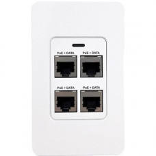 VisionTek 4 Port In-wall Gigabit PoE Extender with IEEE 802.3bt Uplink Power - 56 V DC Input - 4 Gigabit PoE Output Port(s) - 60 W - In-wall/Flush-mountable 600017