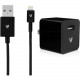 V7 12W USB Wall Charger with Lightning Cable - 120 V AC, 230 V AC Input - 5 V DC/2.40 A Output - RoHS Compliance AC30024ACLT-BLK-2N