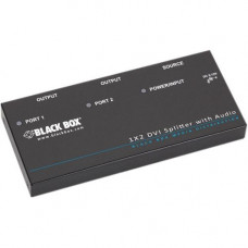 Black Box DVI-D Splitter with Audio and HDCP, 1 x 2 - Audio Line In - Audio Line Out - DVI In - DVI Out - RoHS, TAA Compliance AVSP-DVI1X2