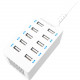 Sabrent 60 Watt (12 Amp) 10 Port Desktop Smart USB Rapid Charger | White - 120 V AC, 230 V AC Input - 5 V DC/12 A Output AX-TPCS-W-PK40