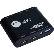 SIIG 1x2 HDMI 2.0 Splitter with Audio Extractor / Auto Scaling & EDID Management - 49.21 ft Maximum Operating Distance - HDMI In - HDMI Out - USB - Metal - TAA Compliant - TAA Compliance CE-H24X11-S1
