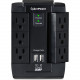 CyberPower CSP600WSU Professional 6 Swivel Outlets Surge with 1200J, 2-2.1A USB & Wall Tap - Plain Brown Boxes - 6 x NEMA 5-15R, 2 x USB - 1200 J - 125 V AC Input - 5 V DC Output CSP600WSU