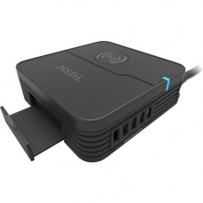 Accell Power - Wireless Charge Pad with 5 USB Ports and 2 AC Outlets - 120 V AC Input - 5 V DC Output - Input connectors: USB - AC Plug D080B-040K