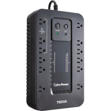 CyberPower EC750GTAA 750VA Desktop UPS - Desktop - 8 Hour Recharge - 1 Minute Stand-by - 120 V AC Input - 120 V AC Output - 12 x NEMA 5-15R - TAA Compliant - TAA Compliance EC750GTAA