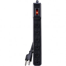 CyberPower GS608B 6-Outlet Power Strip - NEMA 5-15P - 6 x NEMA 5-15R - 8 ft Cord - Black GS608B