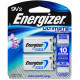 Energizer Ultimate Lithium 9V Batteries, 2 Pack - For Multipurpose - 9V - 9 V DC - Lithium (Li) - 2 / Pack L522BP2