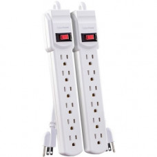 CyberPower MP1044NN Power Strip 2-Pack - NEMA 5-15P - 6 x NEMA 5-15R - 2 ft Cord - 125 V AC Voltage - White MP1044NN