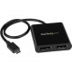 Startech.Com USB-C to DisplayPort Multi Monitor Adapter - USB Type-C 2-Port MST Hub - USB C to 2x DP Splitter - USB Type C to DP MST Hub - Increase your productivity by connecting two displays to your USB-C device with the USB-C to DisplayPort MST hub - A