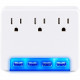CyberPower Surge Protectors P3WUH Professional - Volts: 125 V - P3WUH 3 AC Outlet Wall Tap 125V with 4 USB 3.4A Charging Ports Glow Colors and 1-Yr Wty P3WUH