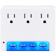 CyberPower Surge Protectors P3WUN Professional - Volts: 125 V - P3WUN 3 AC Outlet Wall Tap 125V with 4 USB 3.4A Charging Night Light and 1-Yr Wty P3WUN