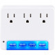 CyberPower Surge Protectors P3WUN Professional - Volts: 125 V - P3WUN 3 AC Outlet Wall Tap 125V with 4 USB 3.4A Charging Night Light and 1-Yr Wty P3WUN