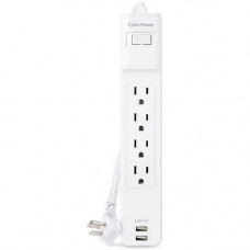 CyberPower Home Office P406U 4-Outlet Surge Suppressor/Protector - 2 x USB, 4 x NEMA 5-15R - 500 J - 120 V AC Input - Audio/Video P406U