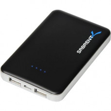 Sabrent Portable Battery Charger - 5600mAh - For iPhone, iPad, Smartphone, Mobile Phone, Tablet PC, USB Device - 5600 mAh - 3.10 A - 5 V DC Output - 5 V DC Input - 2 x - Black PB-CKKD-PK40