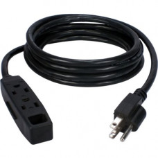 Qvs 2-Pack 3-Outlet 3-Prong 15ft Power Extension Cord - NEMA 5-15P - 3 x NEMA 5-15R - 15 ft Cord - 13 A Current - 120 V AC Voltage - 1625 W - Wall Mountable - Black PC3PX-15-2PK