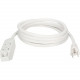 Qvs 3-Outlet 3-Prong 10ft Power Extension Cord - NEMA 5-15P - 3 x NEMA 5-15R - 10 ft Cord - 120 V AC Voltage - White PC3PX-10WH