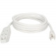Qvs 3-Outlet 3-Prong 15ft Power Extension Cord - NEMA 5-15P - 3 x NEMA 5-15R - 15 ft Cord - 13 A Current - 120 V AC Voltage - 1625 W - Hanging/Wall-mountable - White PC3PX-15WH