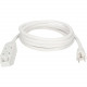 Qvs 3-Outlet 3-Prong 25ft Power Extension Cord - NEMA 5-15P - 3 x NEMA 5-15R - 25 ft Cord - 13 A Current - 120 V AC Voltage - 1625 W - Wall Mountable - White PC3PX-25WH