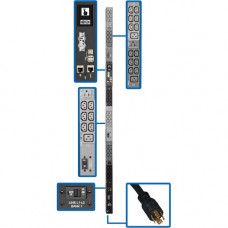 Tripp Lite 3-Phase PDU Monitored 8.6kW 208/120V 36 C13; 6 C19; 3 5-15/20R - Monitored - NEMA L21-30P - 6 x IEC 60320 C19, 36 x IEC 60320 C13, 3 x NEMA 5-15/20R - 230 V AC - 0U - Vertical - MountRack-mountable - TAA Compliant - TAA Compliance PDU3EVN10L213