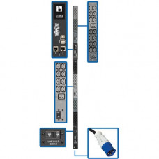 Tripp Lite 3-Phase PDU Monitored 14.5kW 200/208/240V 42 C13; 6 C19; IEC-309 - Monitored - IEC 60309 60A BLUE (3P+E) - 6 x IEC 60320 C19, 42 x IEC 60320 C13 - 230 V AC - Network (RJ-45) - 0U - Vertical - MountRack-mountable - TAA Compliant - TAA Compliance