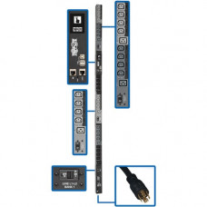 Tripp Lite 3-Phase PDU Switched 10kW 200/208/240V 24 C13;6 C19 L15-30P TAA - Switched - NEMA L15-30P - 24 x IEC 60320 C13, 6 x IEC 60320 C19 - 230 V AC - Network (RJ-45) - 0U - Vertical - Rack Mount - Rack-mountable - TAA Compliant - TAA Compliance PDU3EV