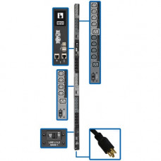 Tripp Lite 3-Phase PDU Switched 10kW 200/208/240V 24 C13;6 C19 L21-30P TAA - Switched - NEMA L21-30P - 24 x IEC 60320 C13, 6 x IEC 60320 C19 - 230 V AC - Network (RJ-45) - 0U - Vertical - Rack Mount - Rack-mountable - TAA Compliant - TAA Compliance PDU3EV