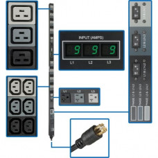 Tripp Lite PDU 3-Phase Metered 208V / 120V 36 C13; 6 C19; 6 5-15/20R 0URM - 6 x NEMA 5-15/20R, 6 x IEC 60320 C19, 36 x IEC 60320 C13 - 8.60 kVA - Vertical Rackmount" - RoHS, TAA Compliance PDU3MV6L2130