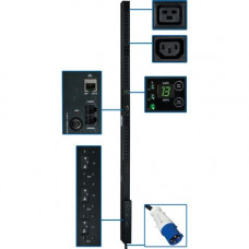 Tripp Lite PDU 3-Phase Monitored 200/208/240V 10kW IEC-309 30 C13; 6 C19 0URM - 6 x IEC 60320 C19, 30 x IEC 60320 C13 - 8.6kW - Zero U Vertical Rackmount" - RoHS Compliance PDU3VN10G30