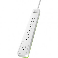 APC Essential Surgearrest PE76W - Surge protector - AC 120 V - output connectors: 7 - 6 ft cord - white, green - for P/N: AR106SH4, AR106SH6, AR109SH4, AR109SH6, AR112SH4, AR112SH6 PE76W