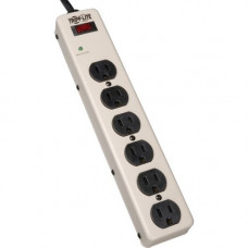 Tripp Lite Waber Surge Protector Power Strip Metal 6 Outlet 6&#39;&#39; Cord - Receptacles: 6 x NEMA 5-15R - 900J PM6NS