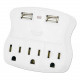 Qvs 3-Outlets Wallmount Power Strip with Dual-USB 2.1Amp Charging Ports - 3 x AC Power, 2 x USB - 15 A Current - 120 V AC Voltage - 1875 W - Wall Mountable - White PS-05UW