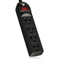 V7 4-Outlet Home/Office Surge Protector, 450 Joules - Black - 450 J - 120 V AC Input SA0414B-9N6